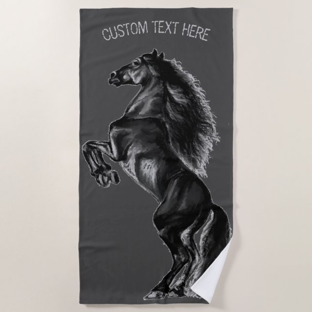 Rearing Horse Beach Towel - Your Text and Colours (Front)