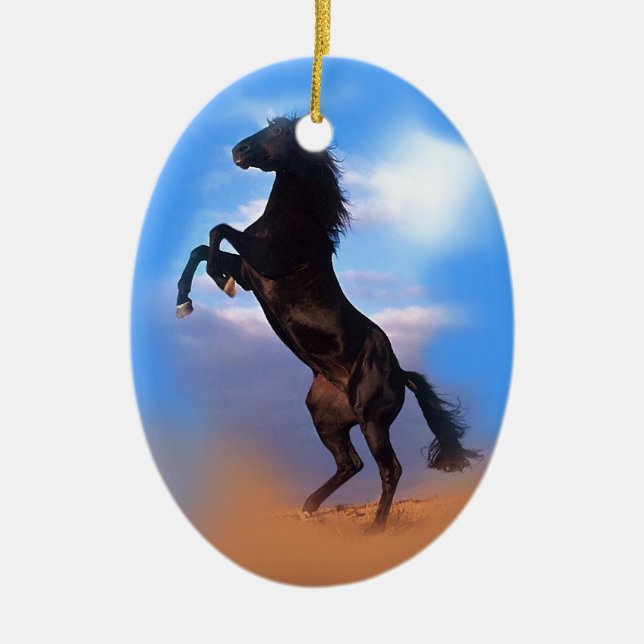 Rearing Horse Ceramic Tree Decoration (Front)