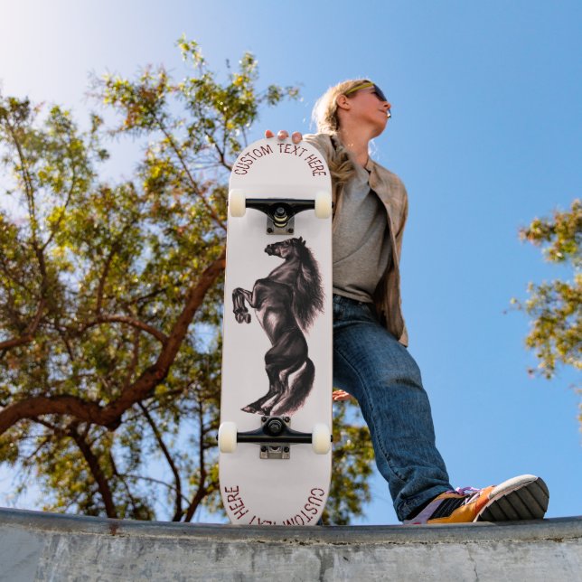Rearing Horse Custom Text Skateboard (Outdoor 1)