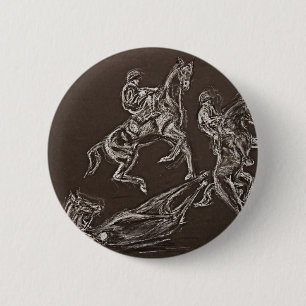 rearing horse drawings by Conway 6 Cm Round Badge