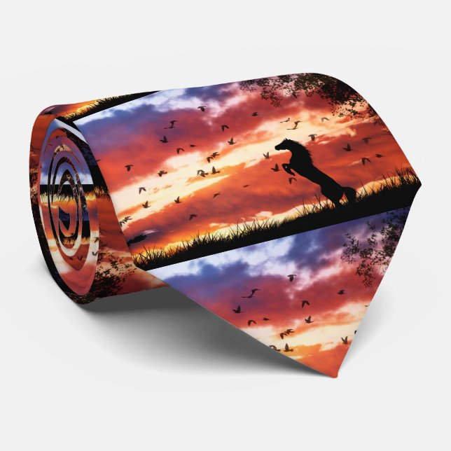 Rearing Horse in the Sunset Tie (Rolled)