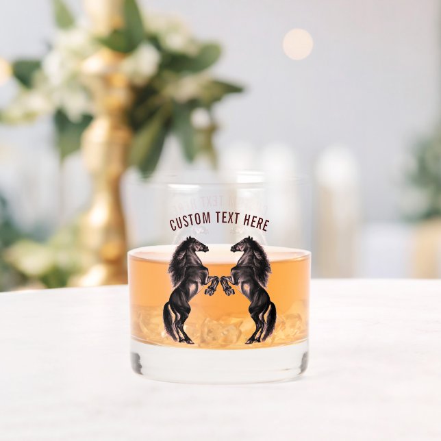 Rearing Horses Custom Text Personalised Whiskey Glass (Insitu (Wedding))