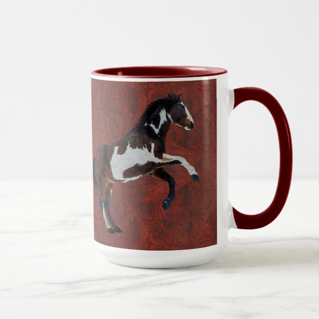 Rearing Pinto Paint Stallion Horse Mug (Right)