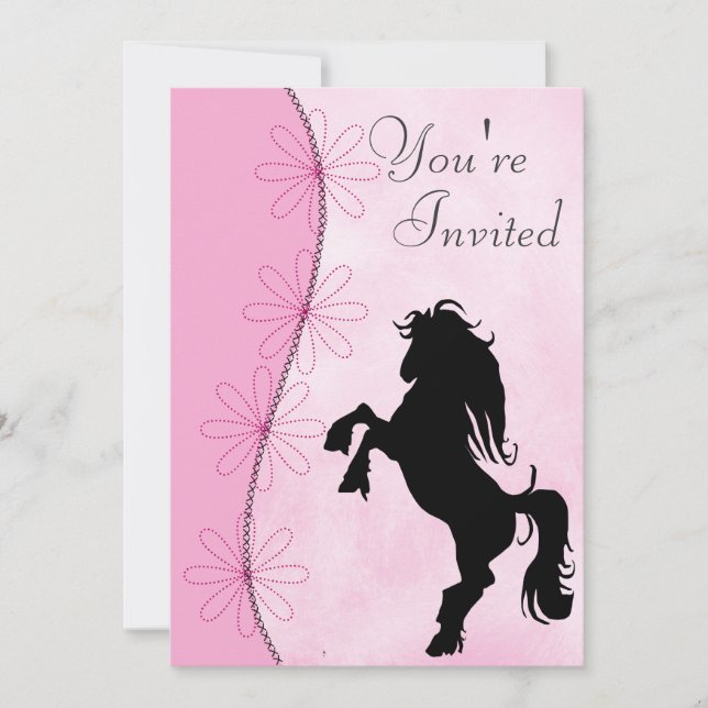 Rearing Silhouette Horse Birthday Invitation (Front)