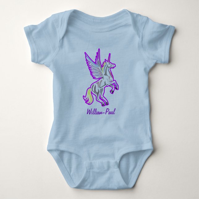 Rearing Unicorn Guardian Angel Baby Bodysuit (Front)