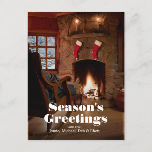 Rearview of woman sitting in rocking chair postcard