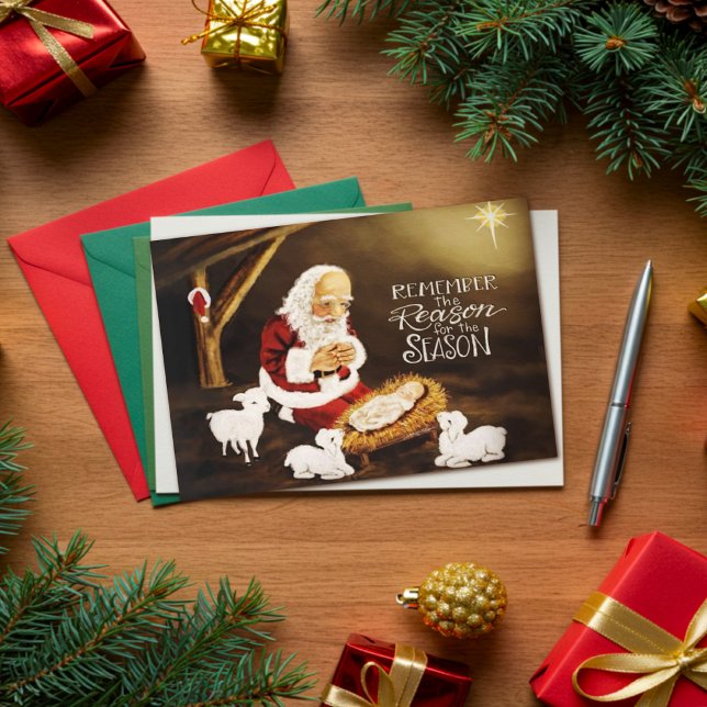 Reason for the Season Santa with Jesus Card (Creator Uploaded)