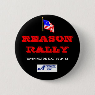 REASON RALLY BUTTON W / NYC ATHEISTS LOGO