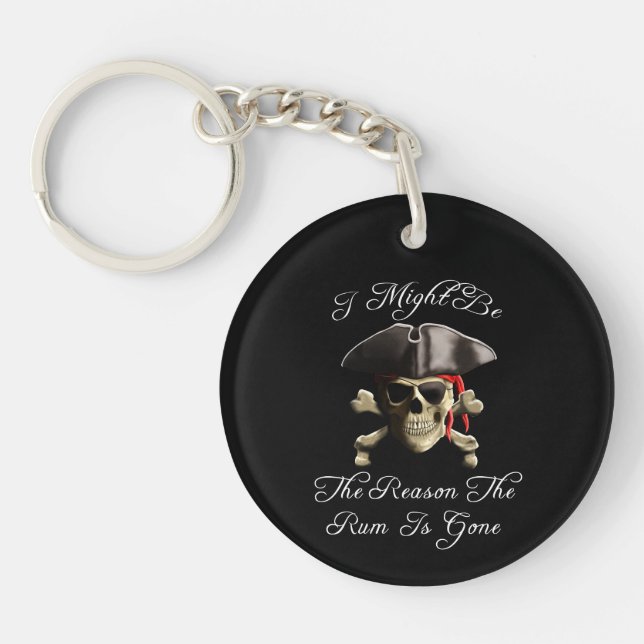 Reason The Rum Is Gone Pirate Skull Key Ring (Front)