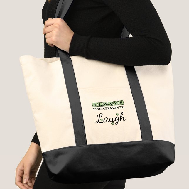 Reason to laugh green love hearts tote bag (Creator Uploaded)