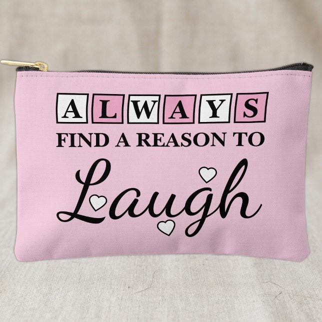 Reason to laugh white pink accessory pouch (Creator Uploaded)
