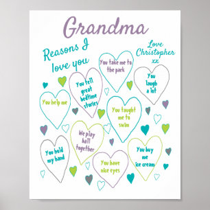 Reasons I Love You Grandma Gift Poster