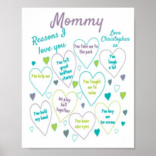 Reasons I Love You Mother's Day Gift Poster