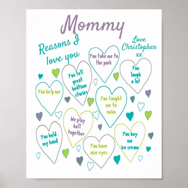 Reasons I Love You Mother's Day Gift Poster (Front)