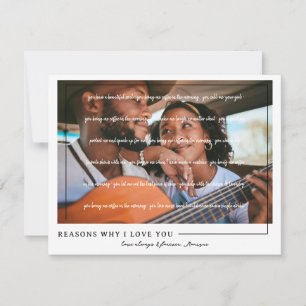 Reasons I Love You   Personalised Couples Photo  Holiday Card