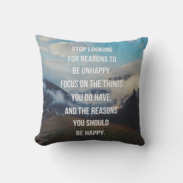 Reasons To Be Happy Quote Cushion (Front)