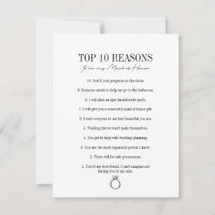Reasons To Be My Maid of Honour Proposal Card