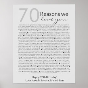 Reasons we love about you 70, 60, 50, poster