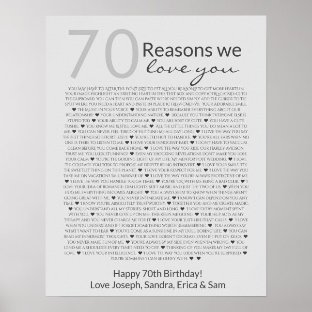 Reasons we love about you 70, 60, 50, poster (Front)