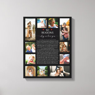 reasons we love you, 50 Reasons, 60th birthday Canvas Print