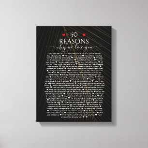 reasons we love you, 50 Reasons, 60th birthday Canvas Print