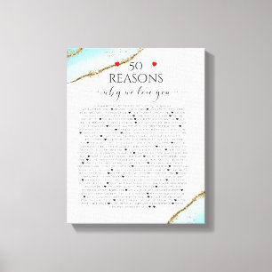 reasons we love you, 50 Reasons, 60th birthday Canvas Print