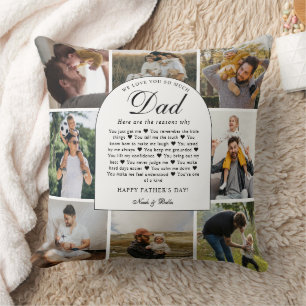 Reasons We Love You Dad Photo Grid Collage Cushion