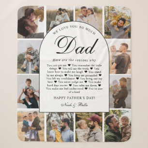 Reasons We Love You Dad Photo Grid Collage Sherpa Blanket