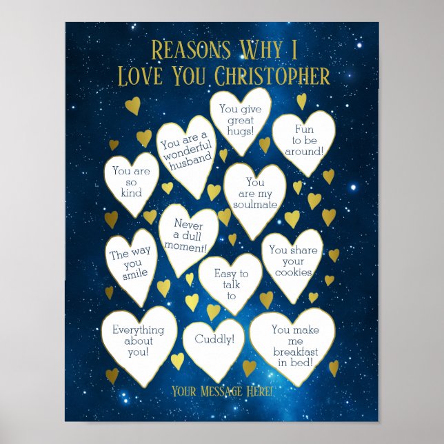 Reasons Why I Love You Birthday Poster (Front)