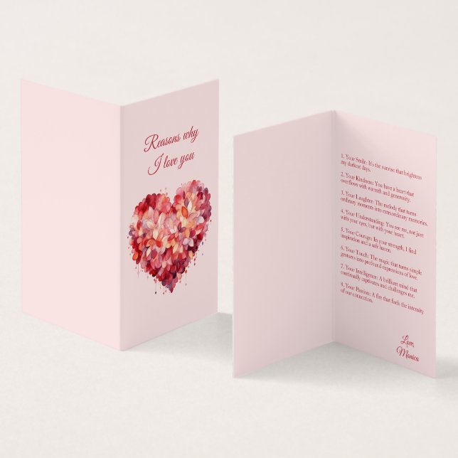 Reasons Why I love You | Custom Valentine's Card (Inside and Outside)