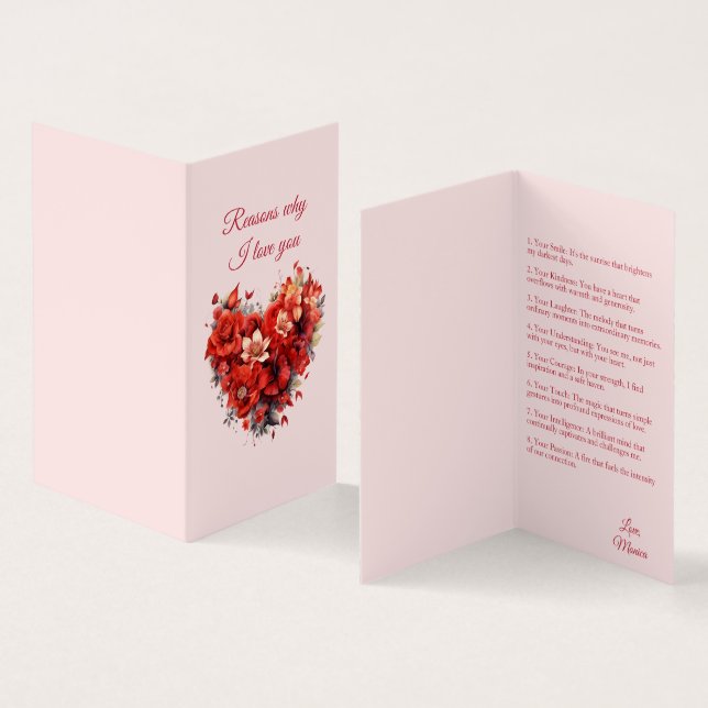 Reasons Why I love You | Custom Valentine's Card (Inside and Outside)