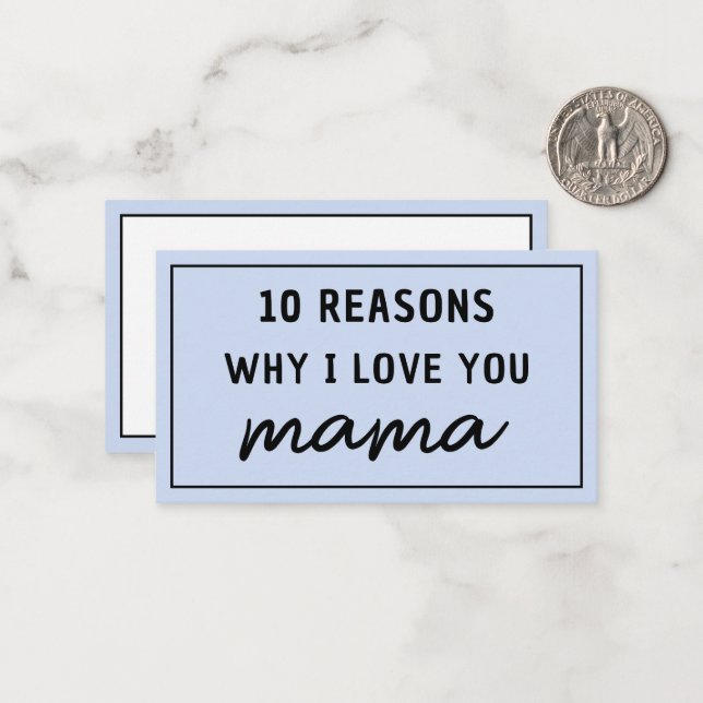 Reasons Why I Love You Mum Mother's Day Cute Card (Front/Back In Situ)
