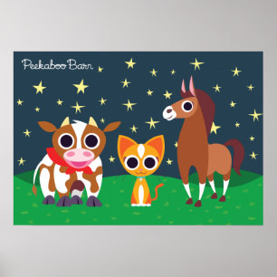 Reba, Purrl, and Zora at Night Poster