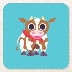 Reba the Cow Square Paper Coaster