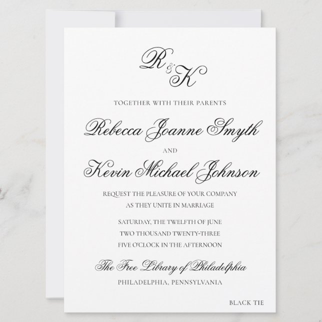 Rebecca - Classic, Formal Wedding Invitation (Front)