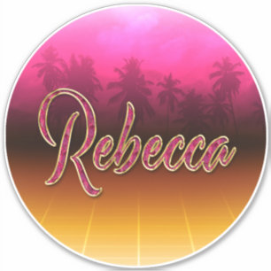 Rebecca First Name Golden pink Sticker
