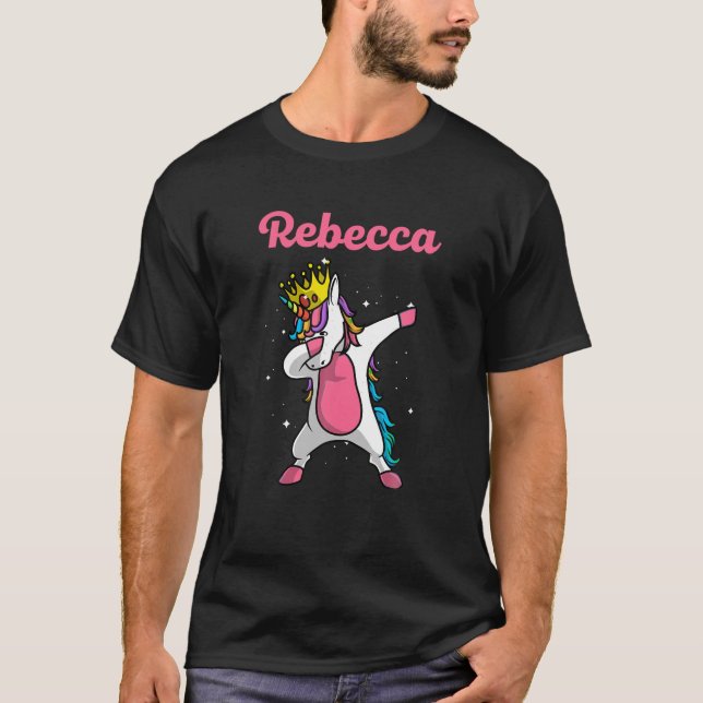 REBECCA Gift Name Personalised Birthday Dabbing Un T-Shirt (Front)