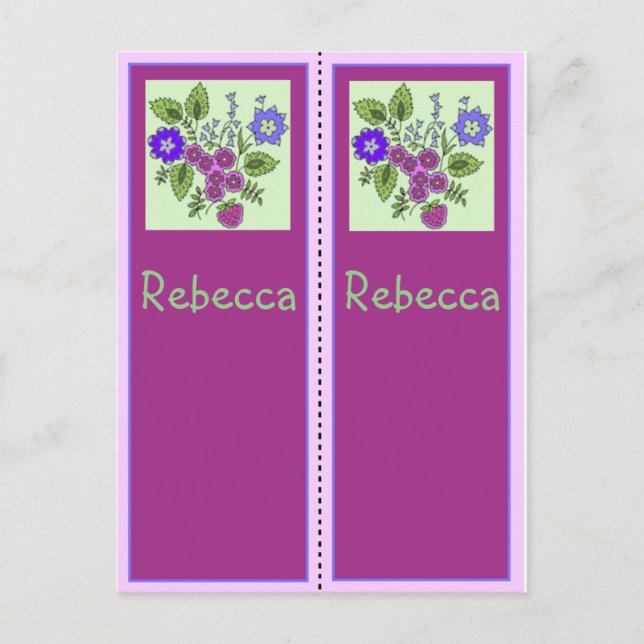 Rebecca Personalised Bookmark Postcard (Front)