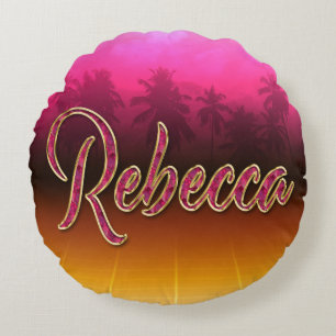 Rebecca Vorname Name golden pink Kissen Round Cushion