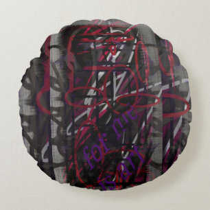 Rebel Artist - Text & Graffiti AbstractDesign Round Cushion