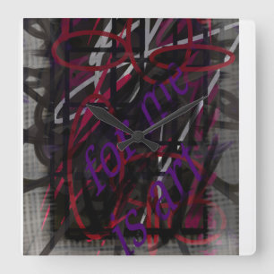 Rebel Artist - Text & Graffiti AbstractDesign Square Wall Clock
