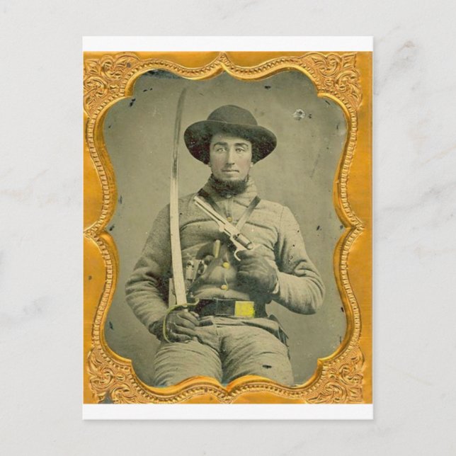 Rebel Calvalryman Postcard (Front)