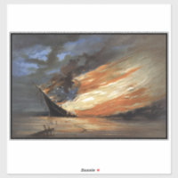 Rebel Civil War flagship on Fire of American flag 
