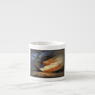 Rebel Civil War flagship on Fire of American flag Espresso Cup