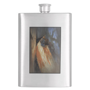 Rebel Civil War flagship on Fire of American flag Hip Flask