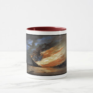 Rebel Civil War flagship on Fire of American flag Mug
