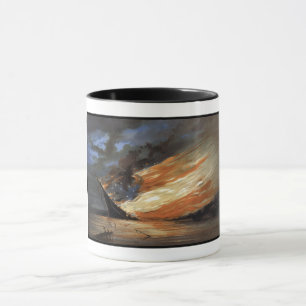 Rebel Civil War flagship on Fire of American flag Mug
