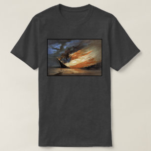 Rebel Civil War flagship on Fire of American flag  T-Shirt