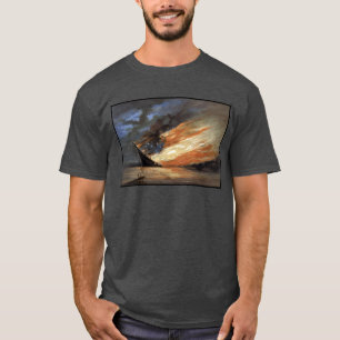 Rebel Civil War flagship on Fire of American flag T-Shirt