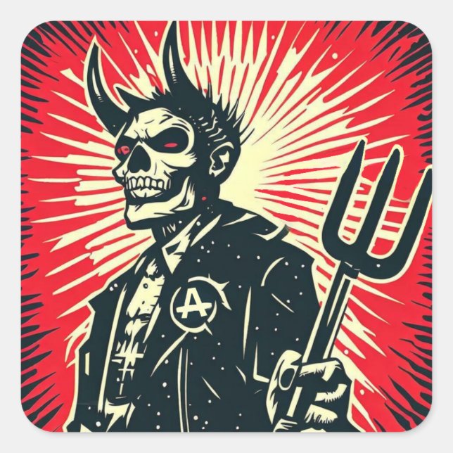 'REBEL DEVIL' SQUARE STICKER (Front)